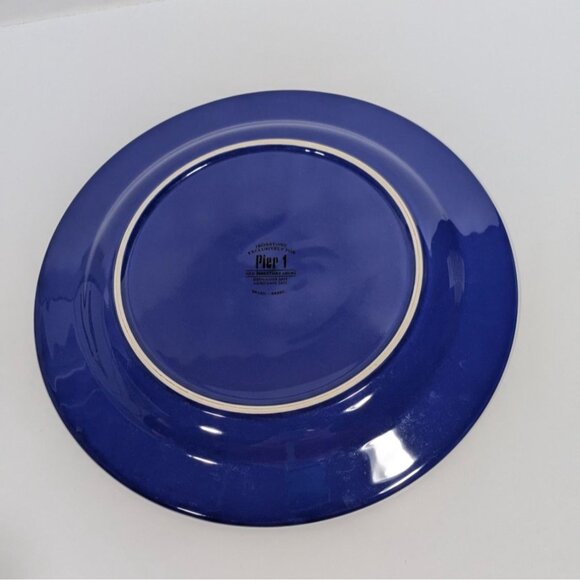Pier 1 New Essentials Azure Blue Brazil Ironstone 11" Dinner Plate - Picture 4 of 7
